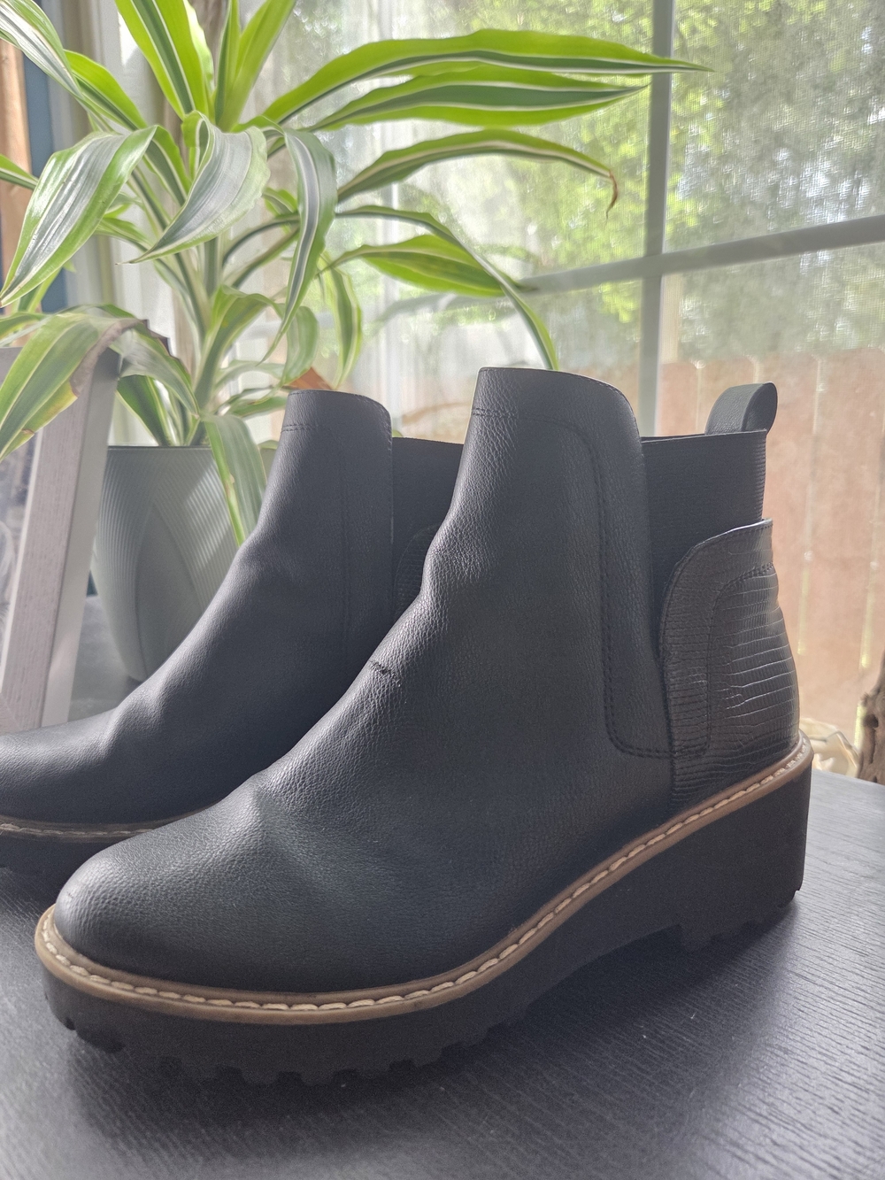 DV By Dolce Vita Black Wedge Chelsea Booties